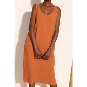 L.F. Markey Minimalist Basic Linen Shift Dress Sleeveless Scoop Neck Size 8